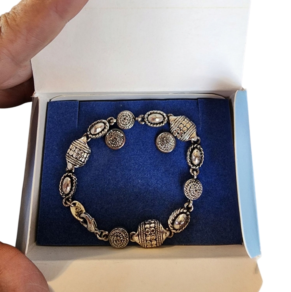 Vintage Avon Bracelet and Earring Set Casual Silvertone Textured NOS